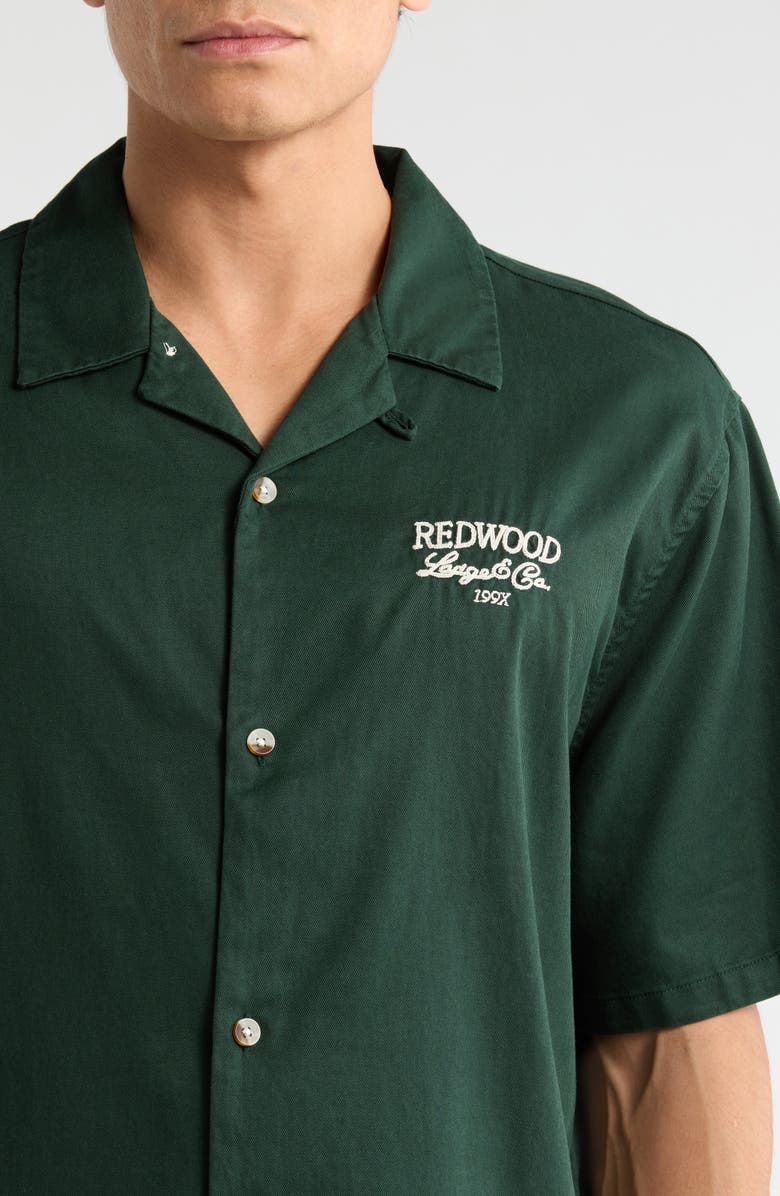 PacSun Embroidered Graphic Camp Shirt, Alternate, color, Green