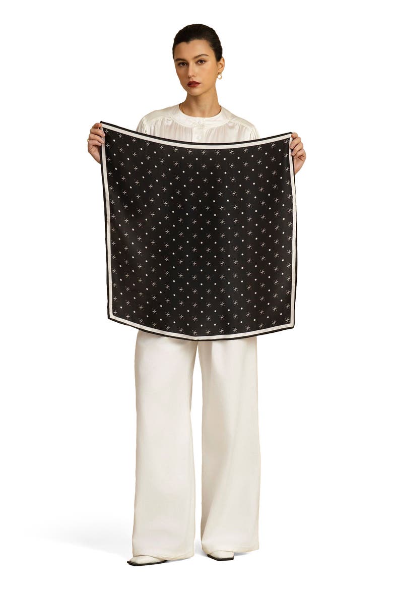 Pure Silk Impression Square Scarf, Alternate, color, BLACK