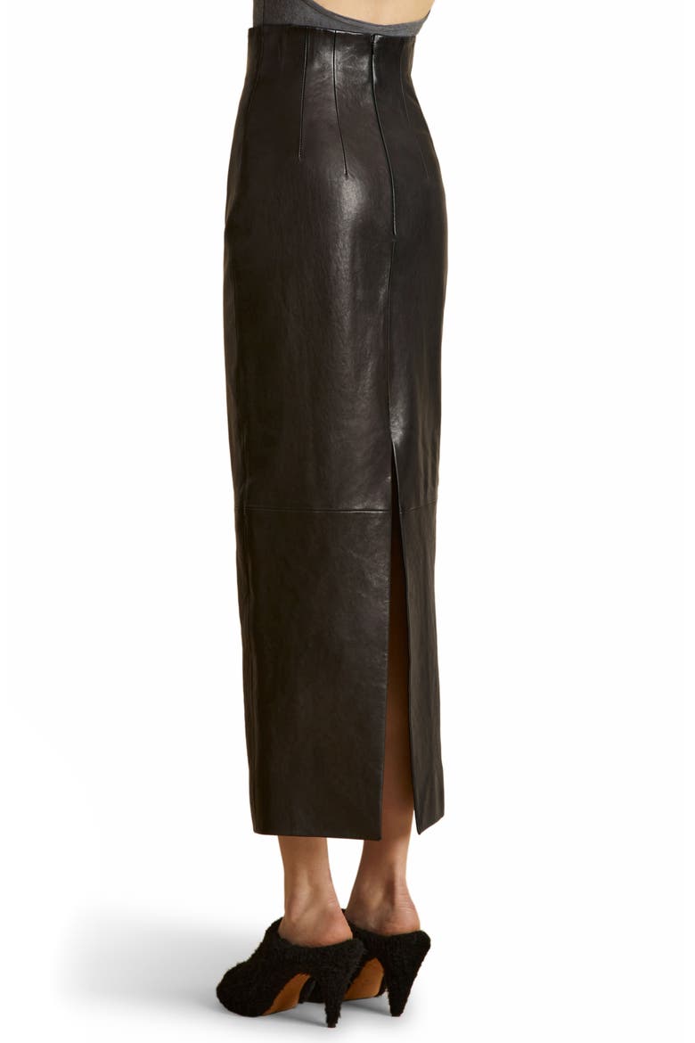 Loxley Fitted Leather Skirt, Alternate, color, BLACK