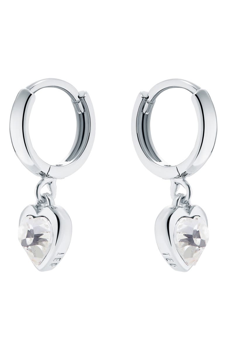 Ted Baker London Hanniy Crystal Heart Huggie Hoop Earrings, Alternate, color, 