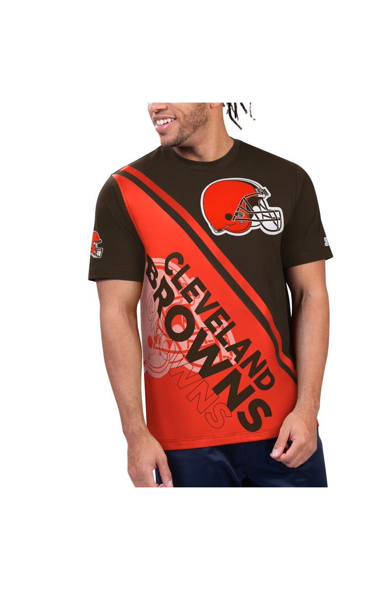 STARTER Men's Starter Brown/Orange Cleveland Browns Finish Line Extreme Graphic T-Shirt, Alternate, color, Brown