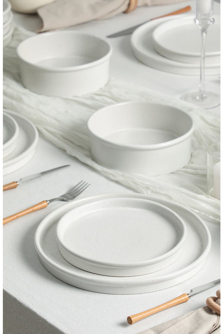 Roscoe Stoneware 12-Piece Dinnerware Set, Alternate, color, White Speckled