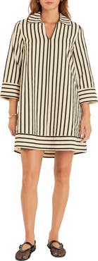 English Factory Stripe Three-Quarter Sleeve Dress
