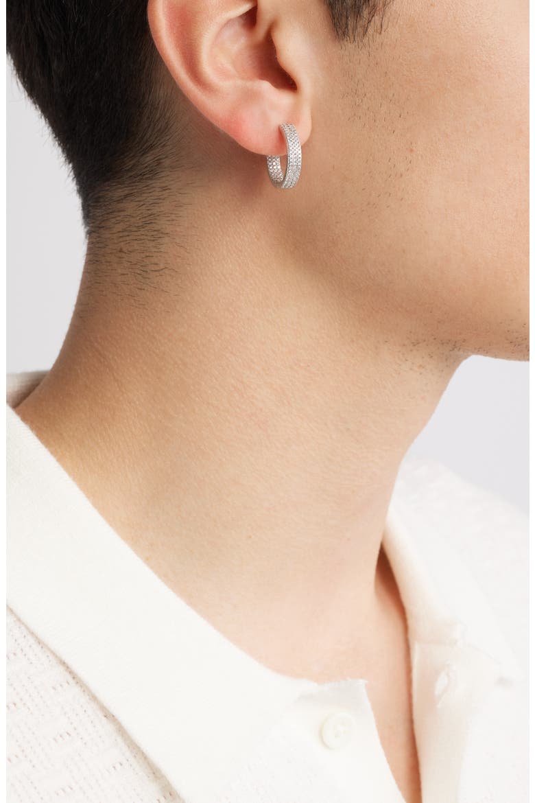Pavé Huggie Hoops, Alternate, color, CLEAR- SILVER