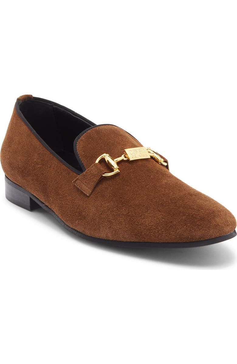 Roberto Cavalli Broadway Bit Loafer, Main, color, Suede Dark Brown