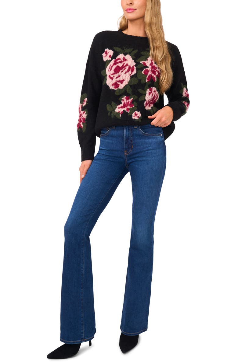 Ted Baker 3-D Rose Jacquard Sweater, Alternate, color, Rich Black
