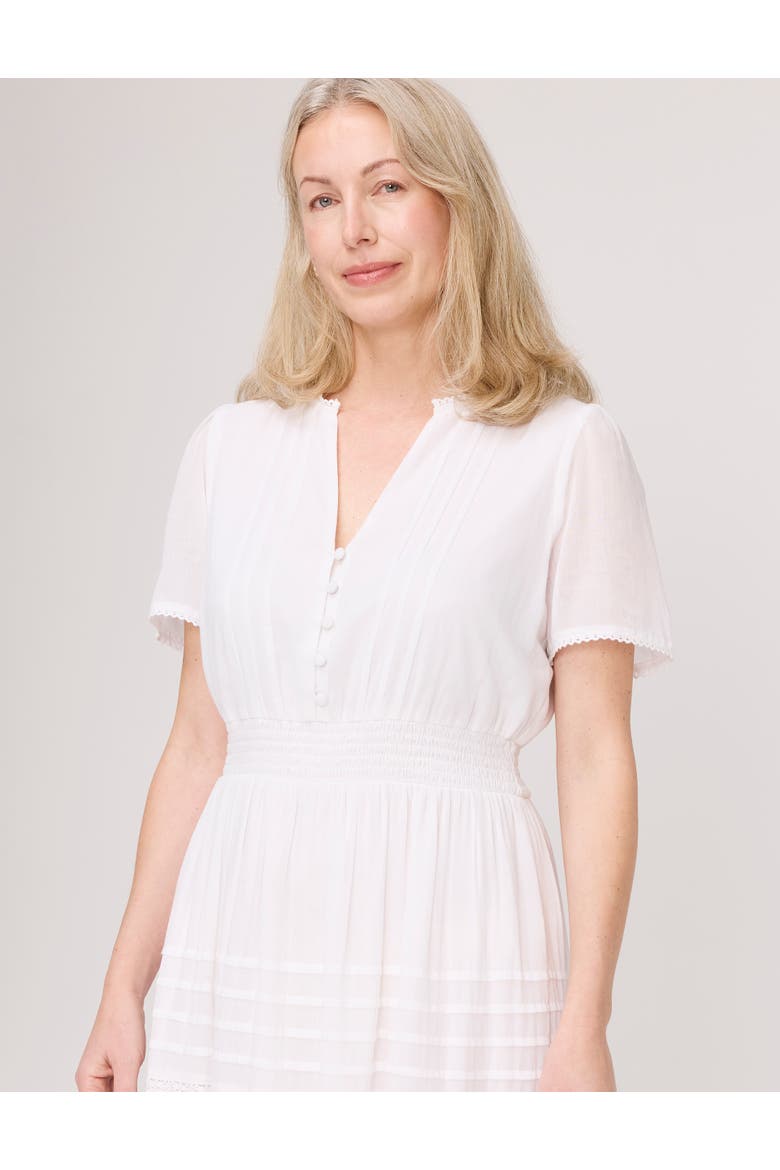 Juniper Short Sleeve Cotton Midi Dress, Alternate, color, White