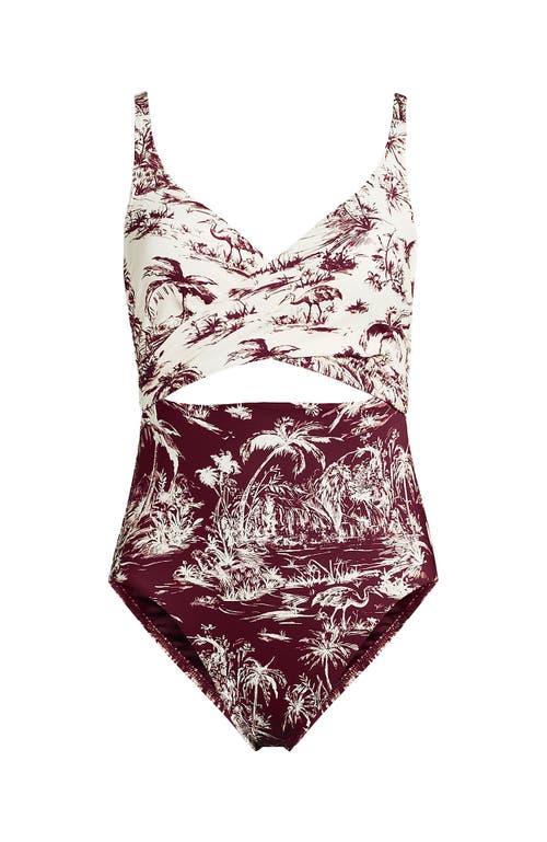 Shop Lands' End Wrap Monokini High Leg One Piece Swimsuit