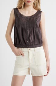 Madewell Lace Inset Pintuck Sleeveless Top
