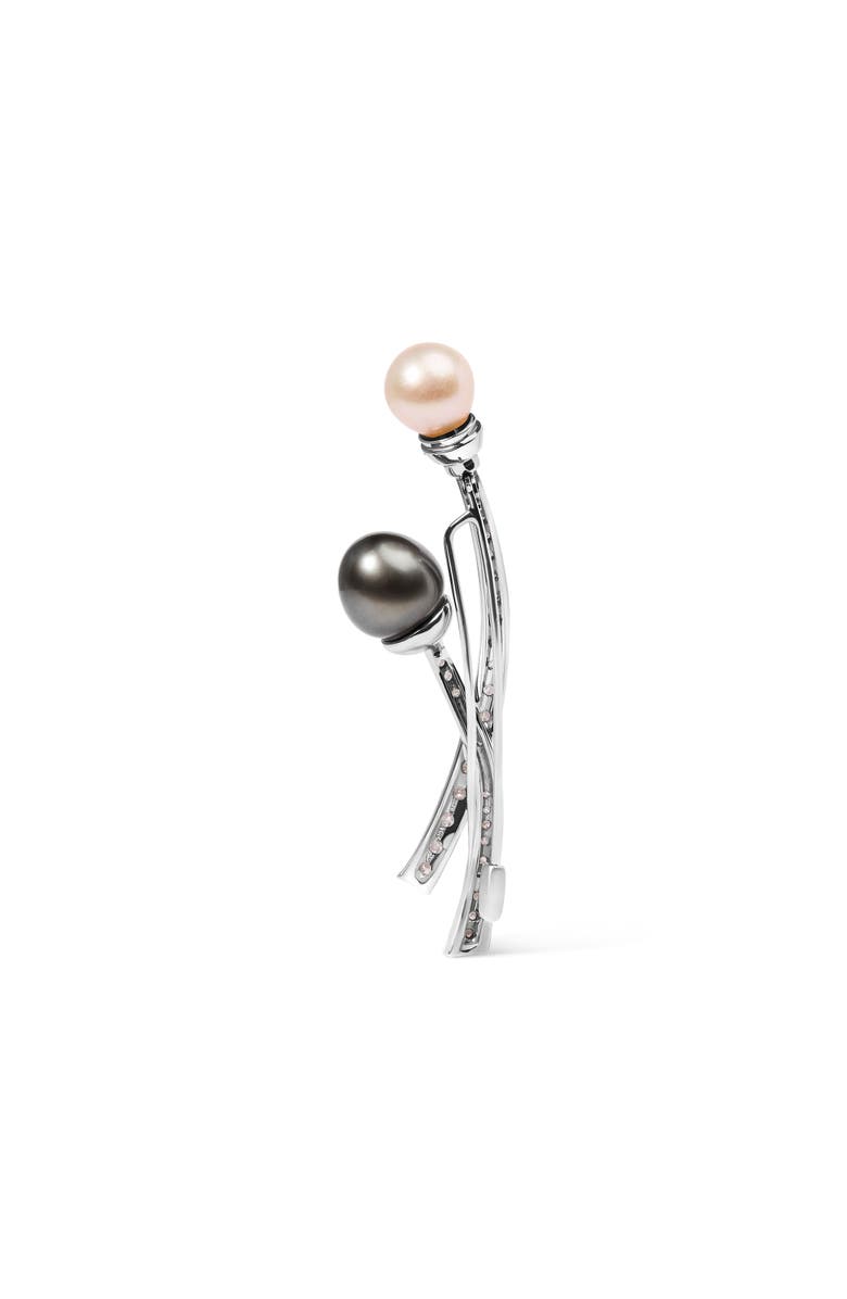 Haus of Brilliance 18K Gold 3/5 Ctw Diamond and Cultured South Sea Pearl Brooch Pin, Alternate, color, White
