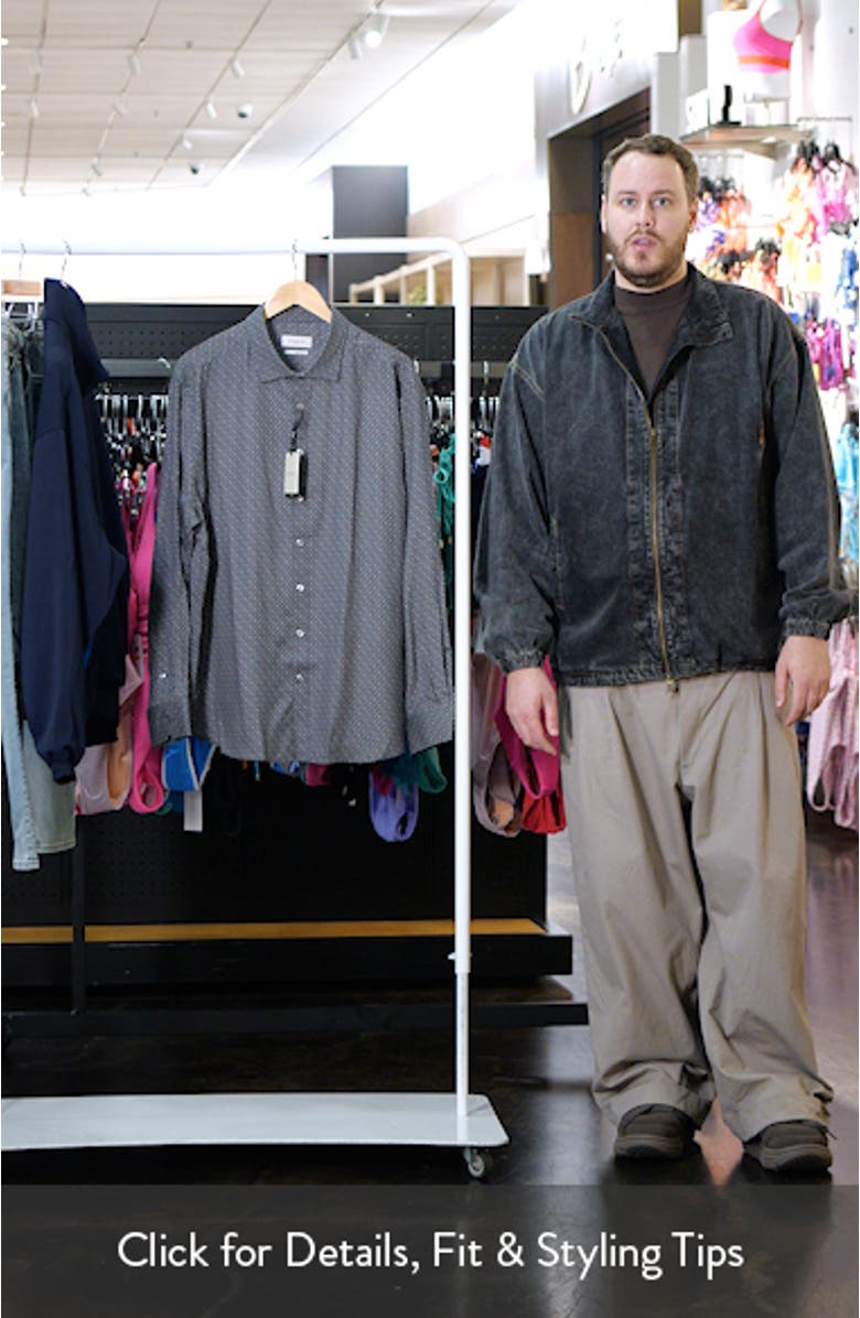 Axel Shaped Fit Geo Print Lyocell Button-Up Shirt, sales video thumbnail