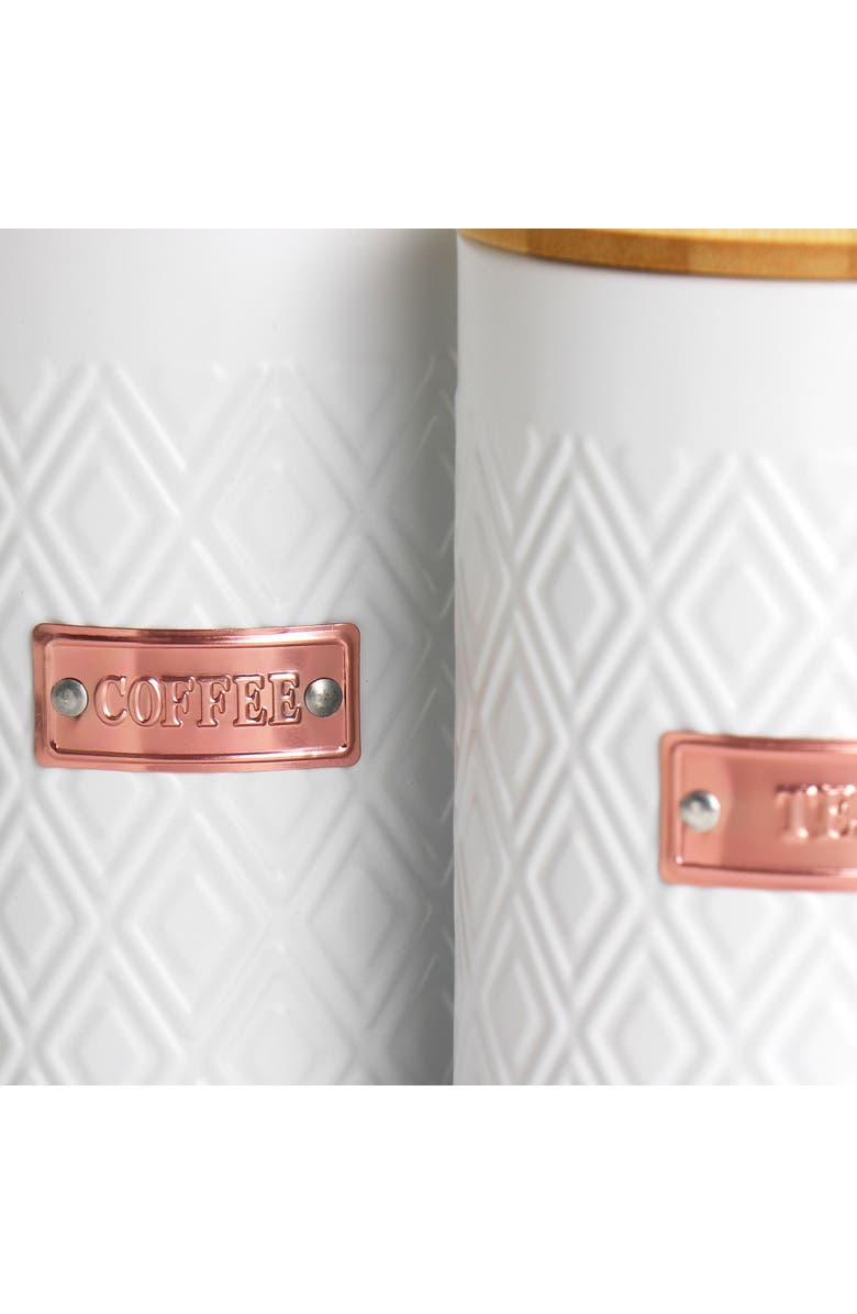 Megachef Kitchen Food Storage and Organization 4 Piece Canister Set with Wood Lids, Alternate, color, White