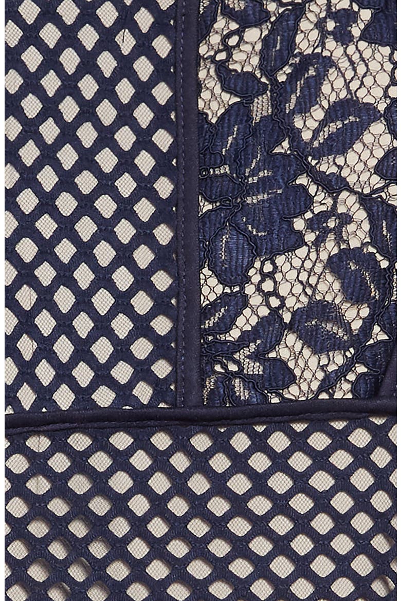 Lace & Mesh Tiered Dress, Alternate, color, NAVY