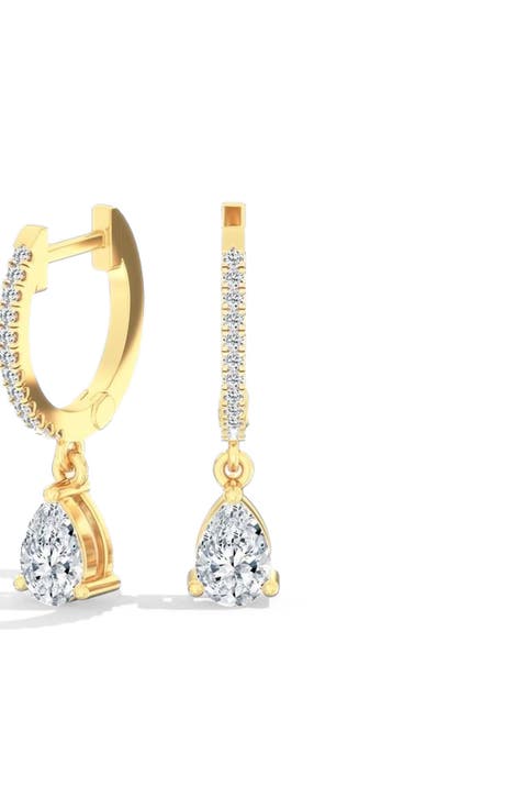 Pear Droplet Hoop Lab Diamond in 14K Gold