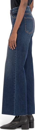 Meg Fab Ab High Waist Raw Hem Ankle Wide Leg Jeans