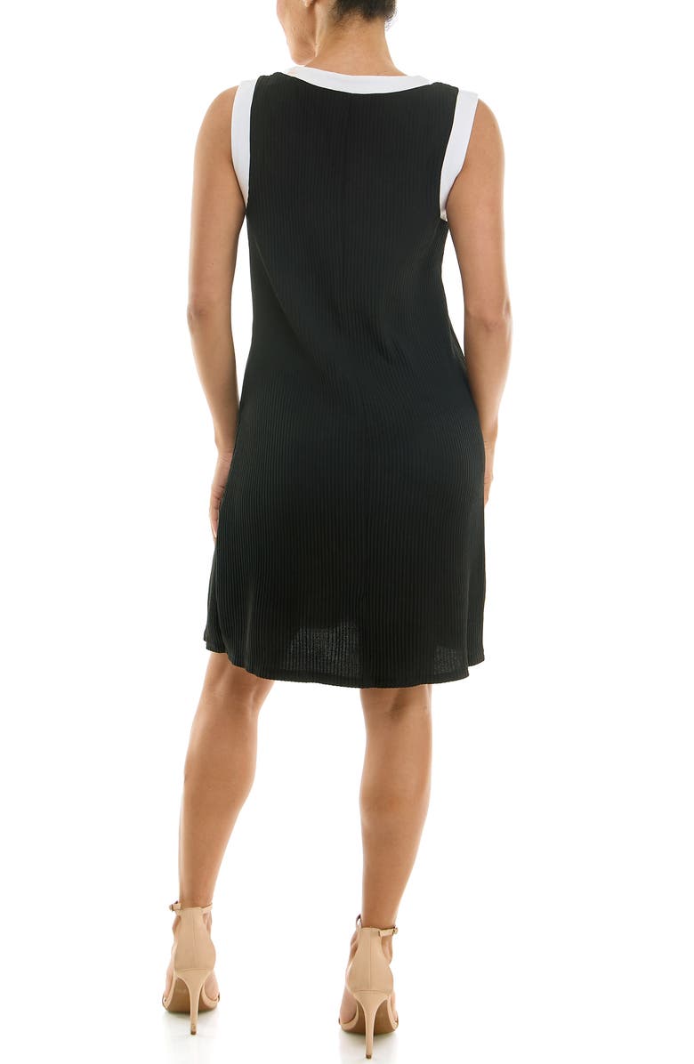 Nina Leonard Ribbed Sheath Dress, Alternate, color, Black/ White