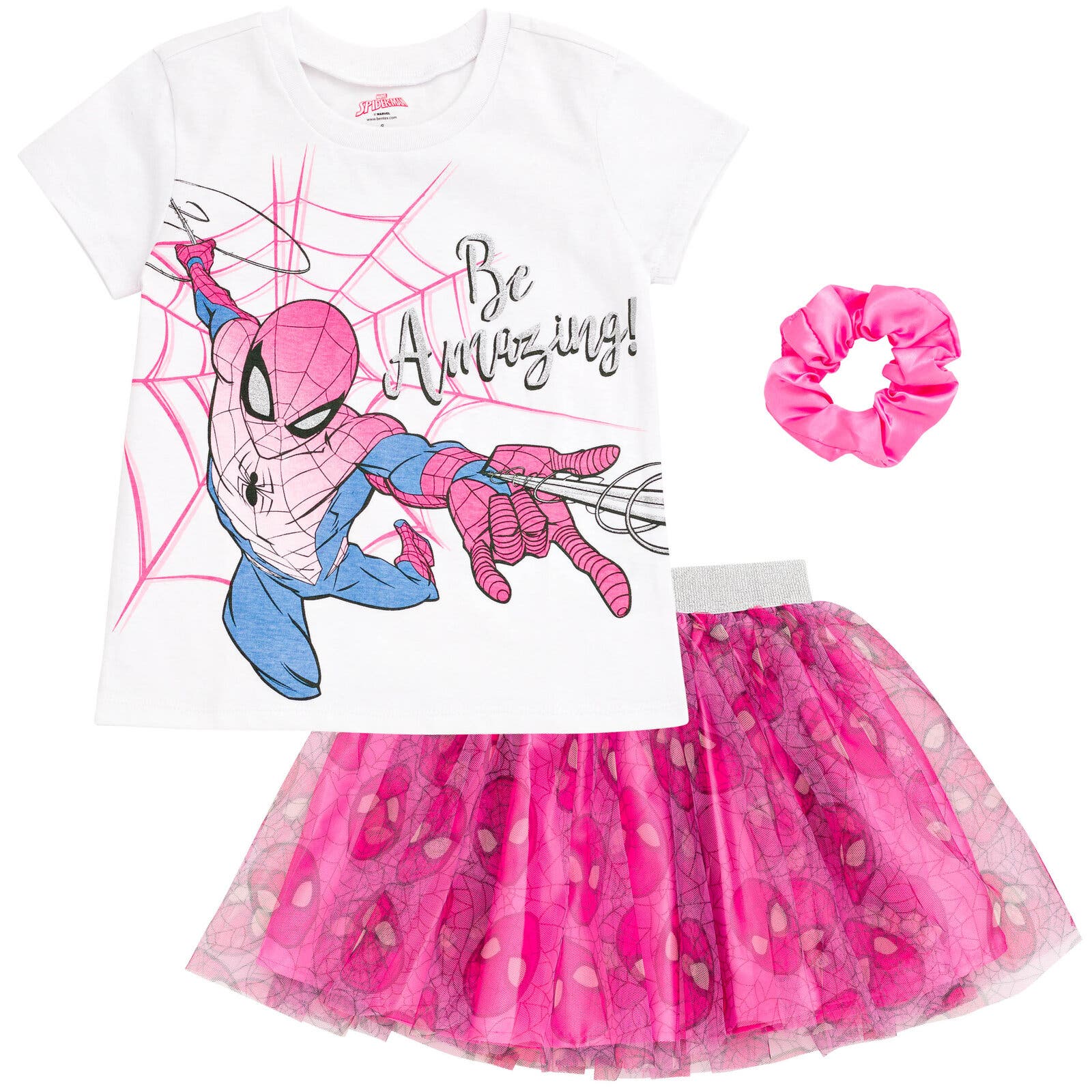 Marvel Spider-man T-shirt Skirt & Scrunchie Set In Multi