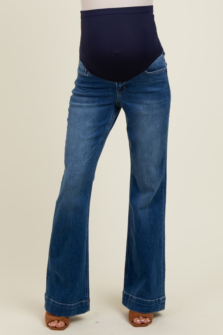 Wide Hem Maternity Flare Jeans, Alternate, color, Navy Blue