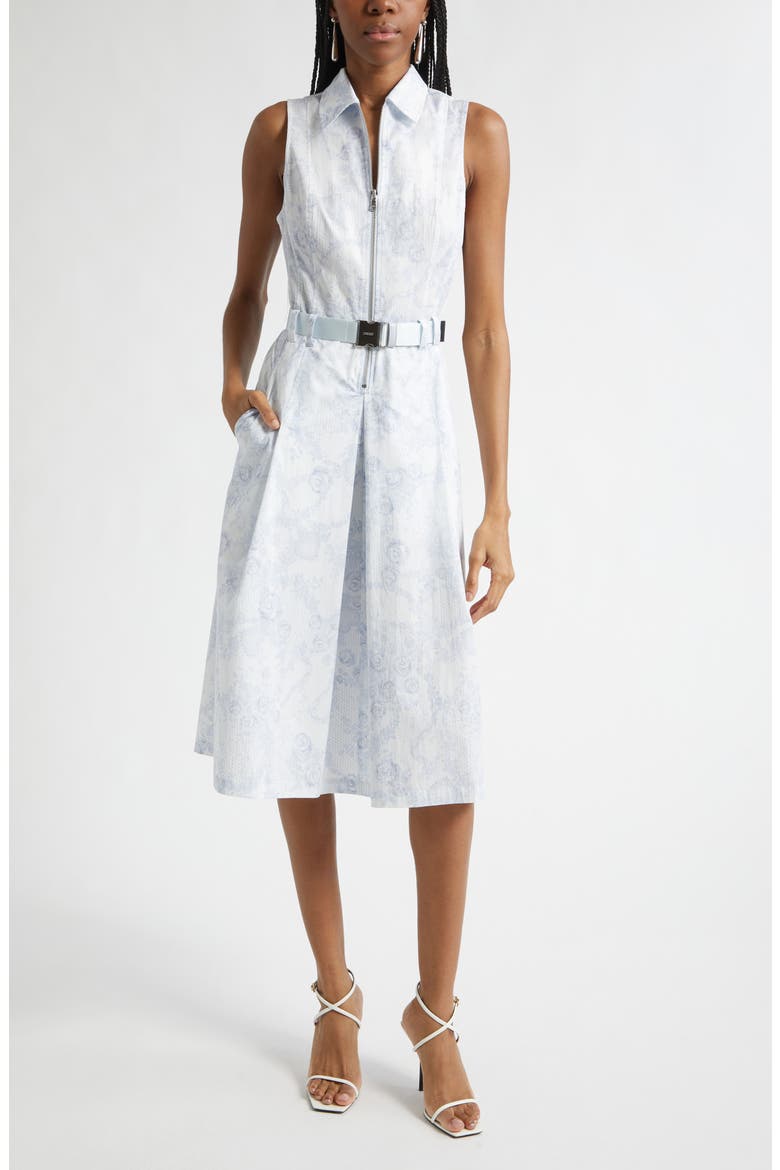 Kylo Floral Belted Shirtdress, Main, color, IVORY/ PL MST BLUE LACE PRINT