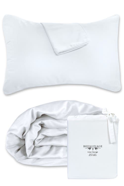 Bedvoyage Luxury 100% Viscose Cooling Duvet Cover With Shams, 3pc Set In White