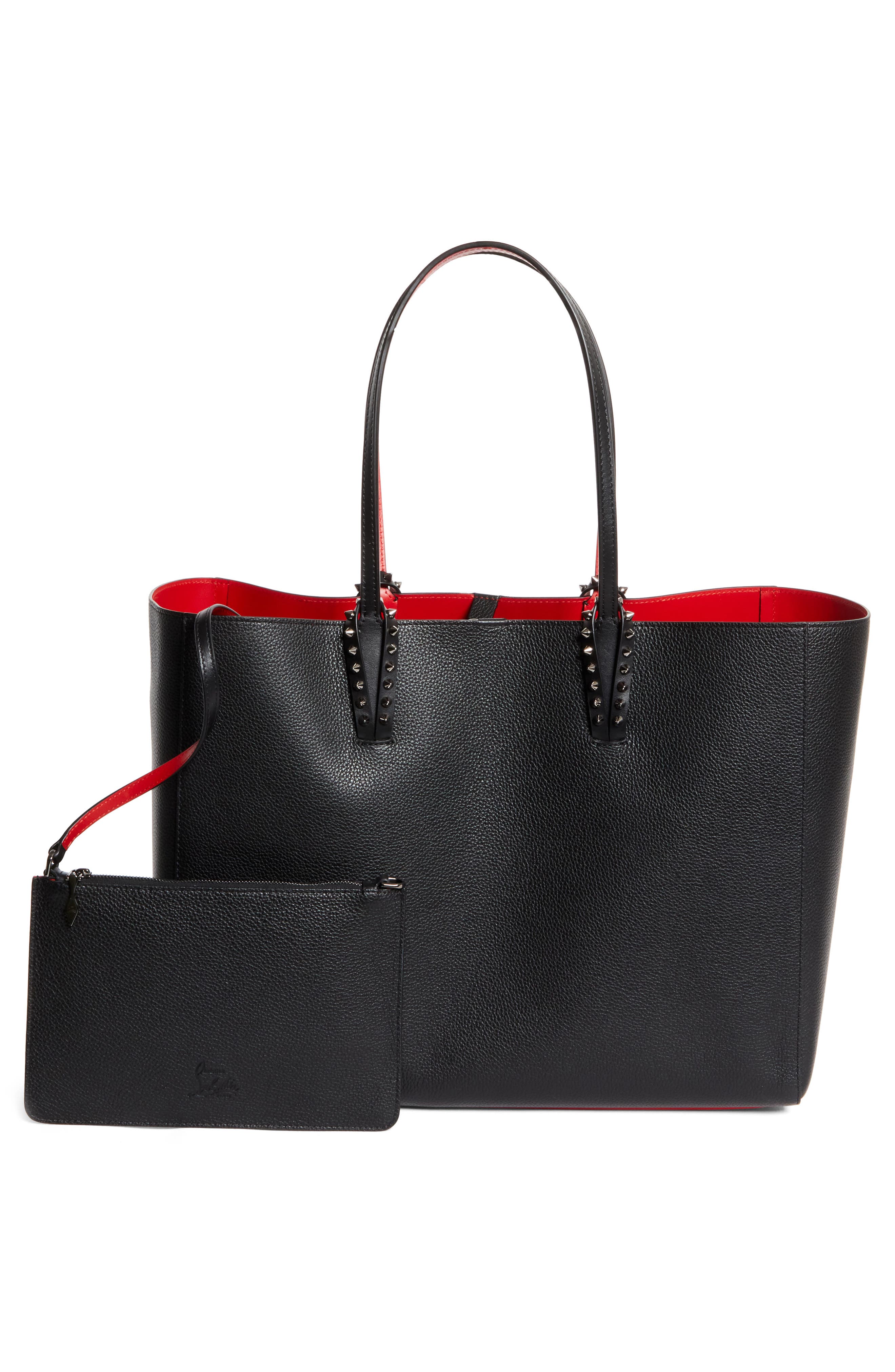 Christian Louboutin Large Cabata Soft Leather Tote Bag, Alternate, color, Black/ Gun Metal