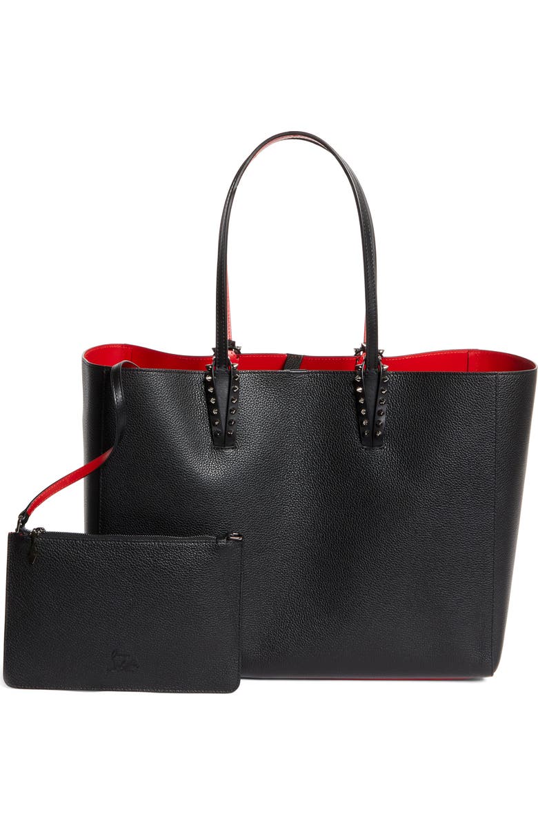 Christian Louboutin Large Cabata Soft Leather Tote Bag, Alternate, color, Black/ Gun Metal