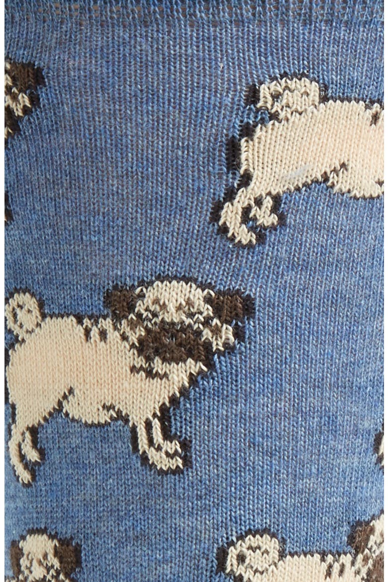 Pug Dog Pattern Socks, Alternate, color, MID BLUE