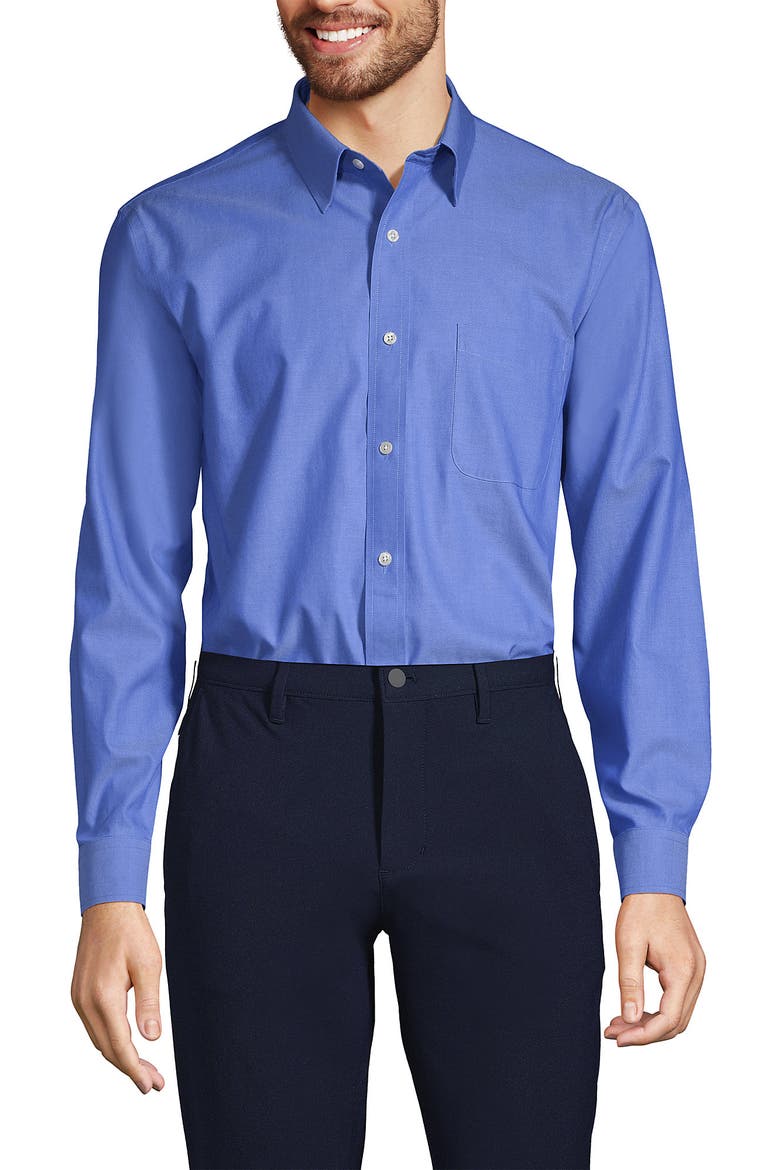 No Iron Supima Cotton Pinpoint Straight Collar Dress Shirt, Alternate, color, Light French Blue