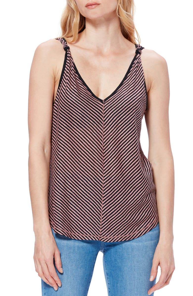 PAIGE Rylen Stripe Knotted Strap Tank Top, Main, color,