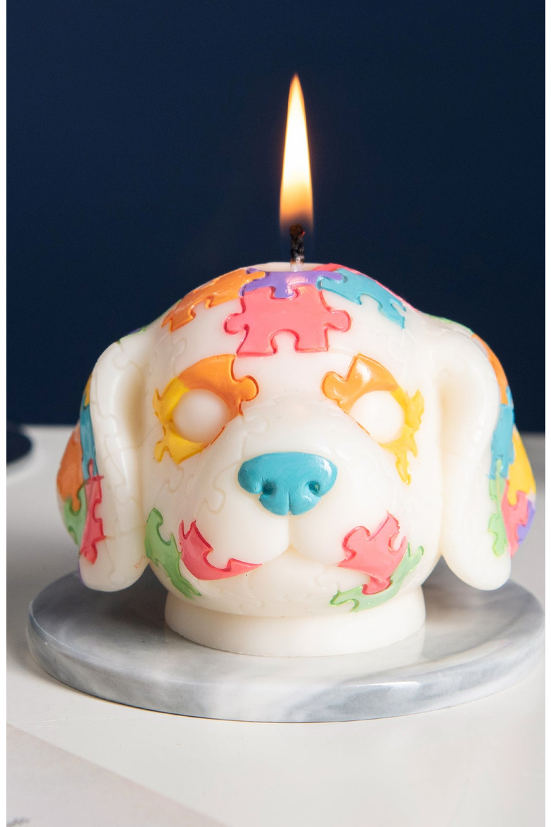 Puppy Puzzle Candle, Alternate, color, White / Multi-Color
