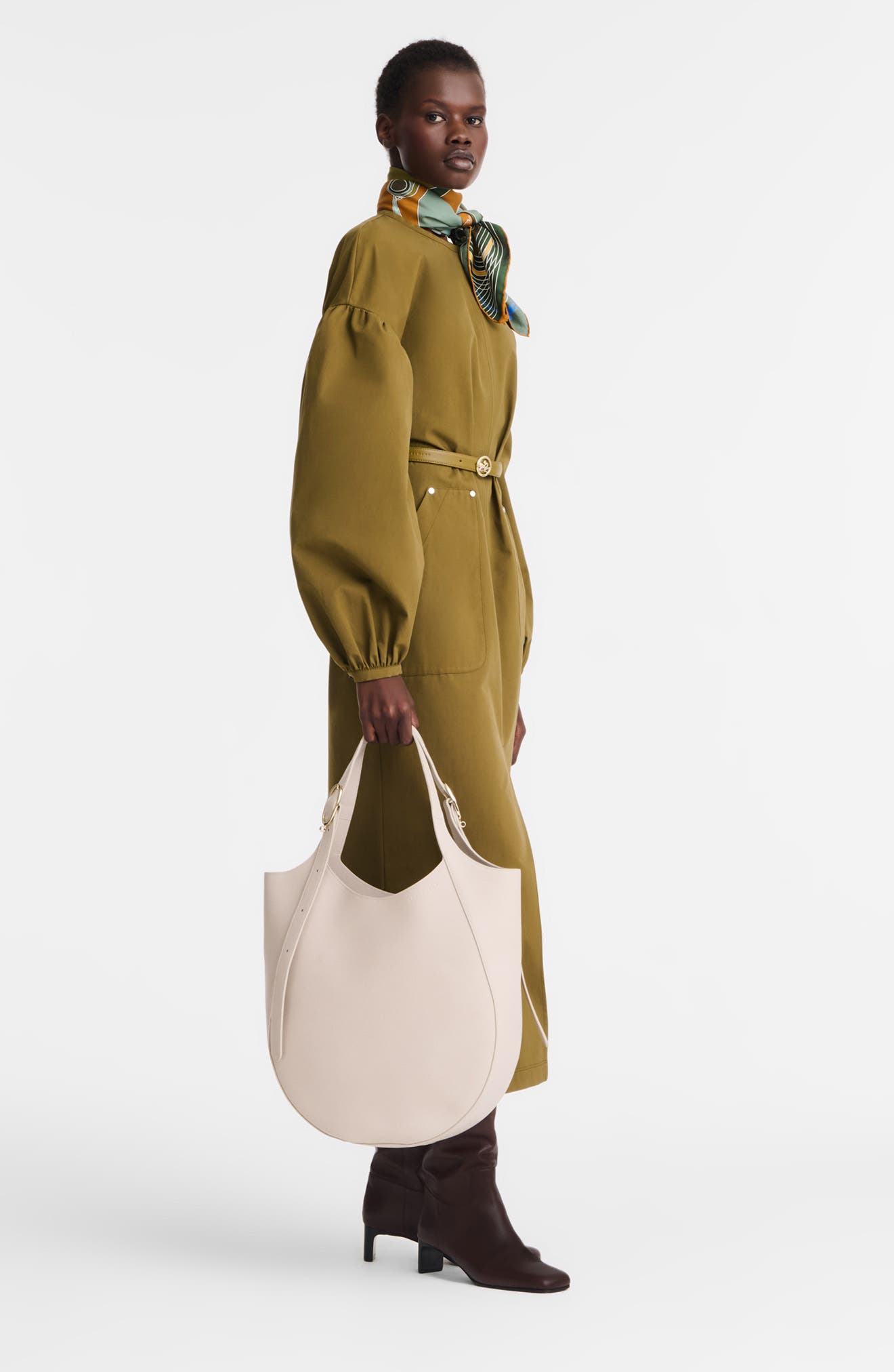 Longchamp Extra Large Le Foulonné Leather Tote, Alternate, color, Paper