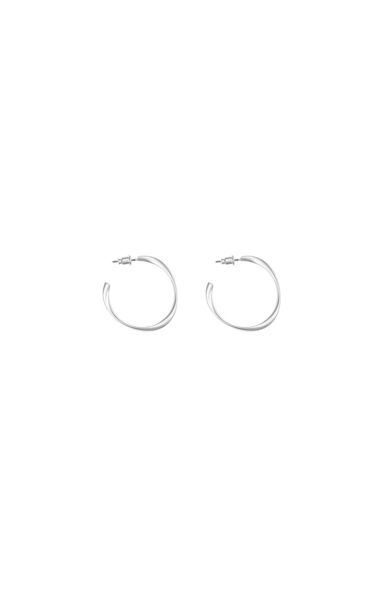 Bearfruit Jewelry Leslie Small Sculpted Oval Hoop Earrings Dainty Trendy, Main, color, Silver