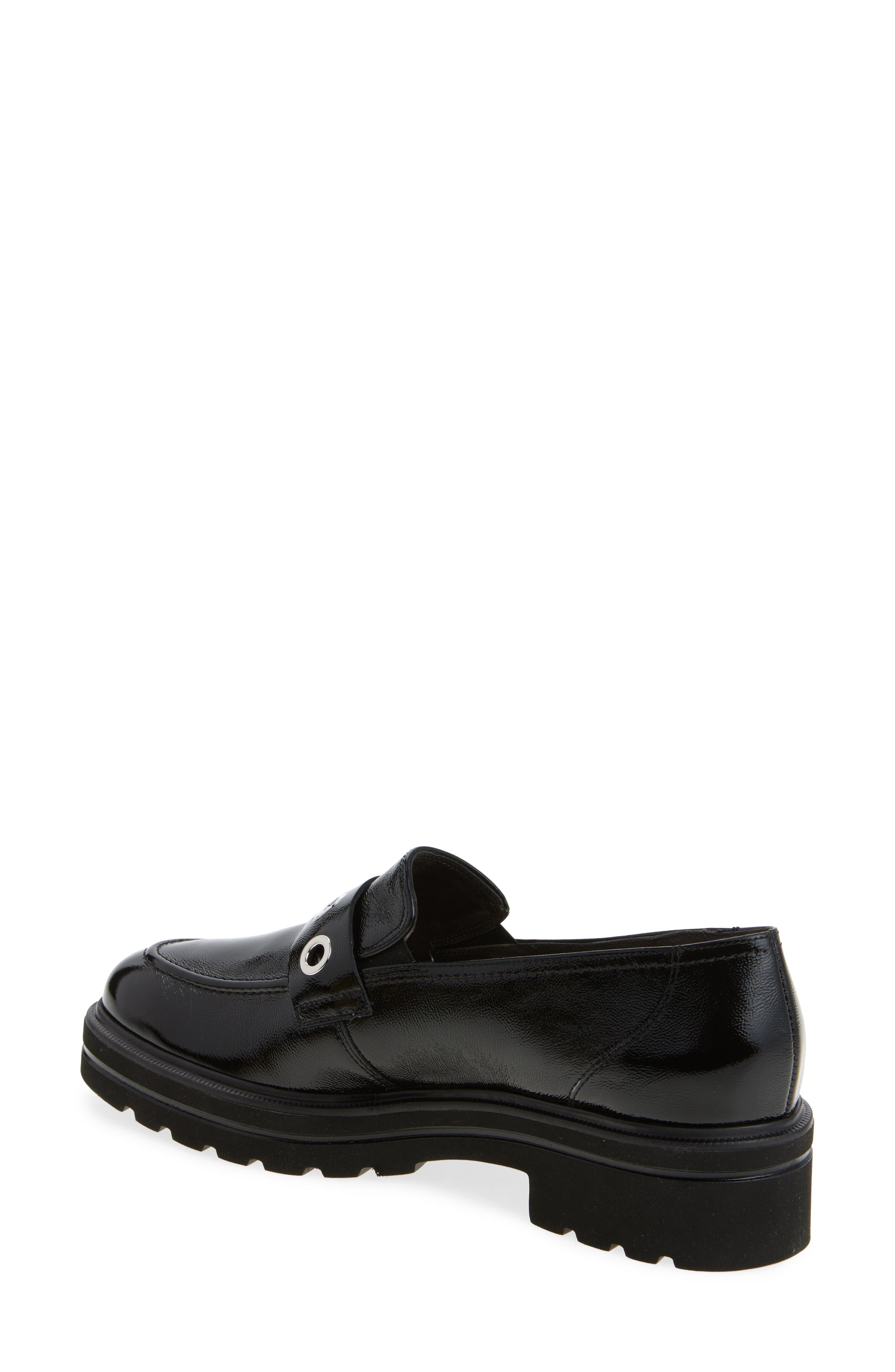 Paul Green Billie Lug Sole Loafer, Alternate, color, Black Crinkled Patent