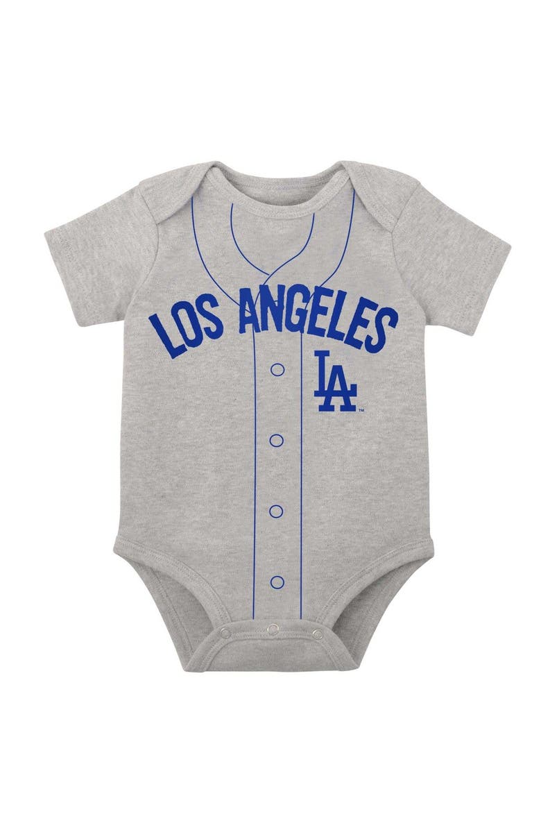Outerstuff Infant White/Heather Gray Los Angeles Dodgers Two-Pack Little Slugger Bodysuit Set, Alternate, color, White