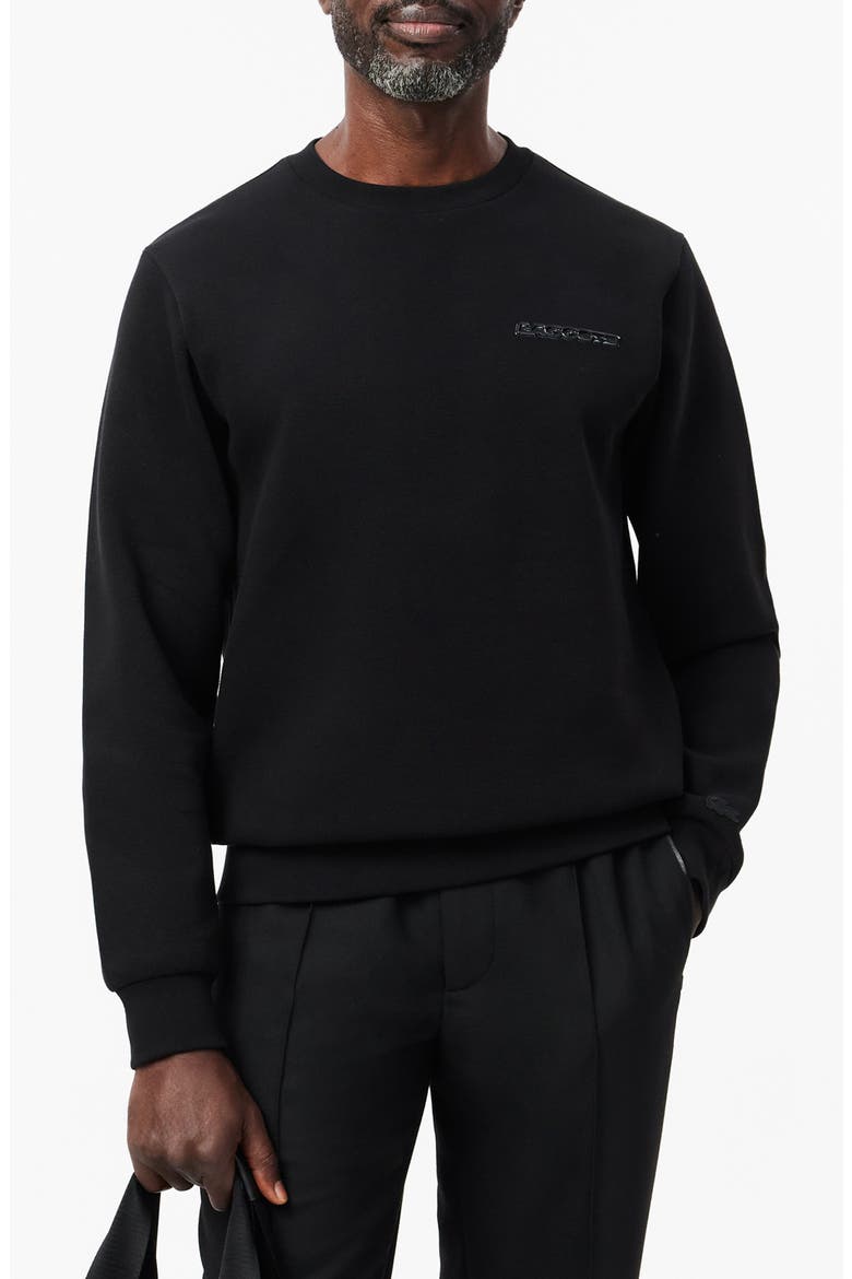Double Face Cotton Blend Piqué Sweatshirt, Main, color, BLACK