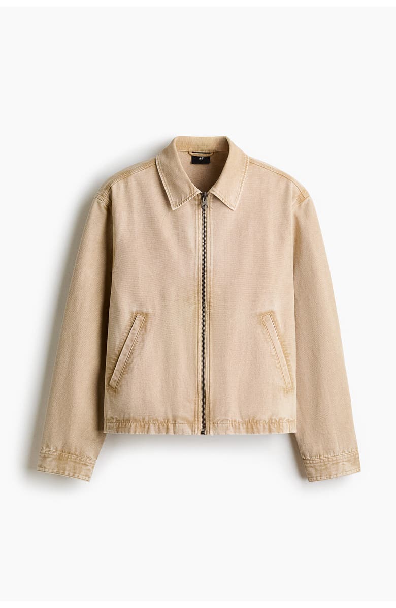 H&M Collared Cotton Jacket, Main, color, Beige