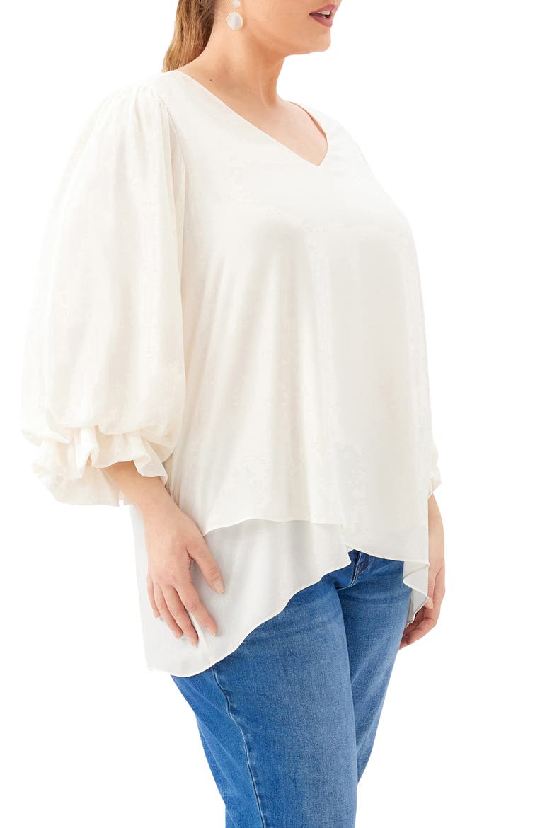 Crossover Hem Asymmetric Top, Alternate, color, CREAM