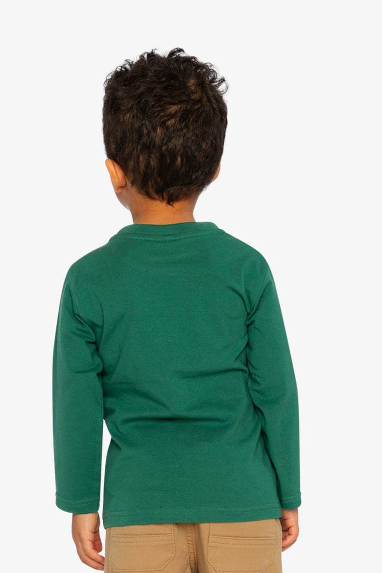 Organic Cotton Dino Appliqué Crew Neck Long Sleeve T-Shirt, Alternate, color, Green