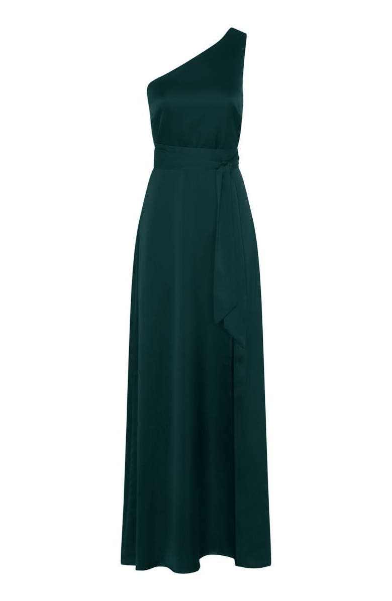 Rewritten Porto One Shoulder Dress, Alternate, color, Forest Green