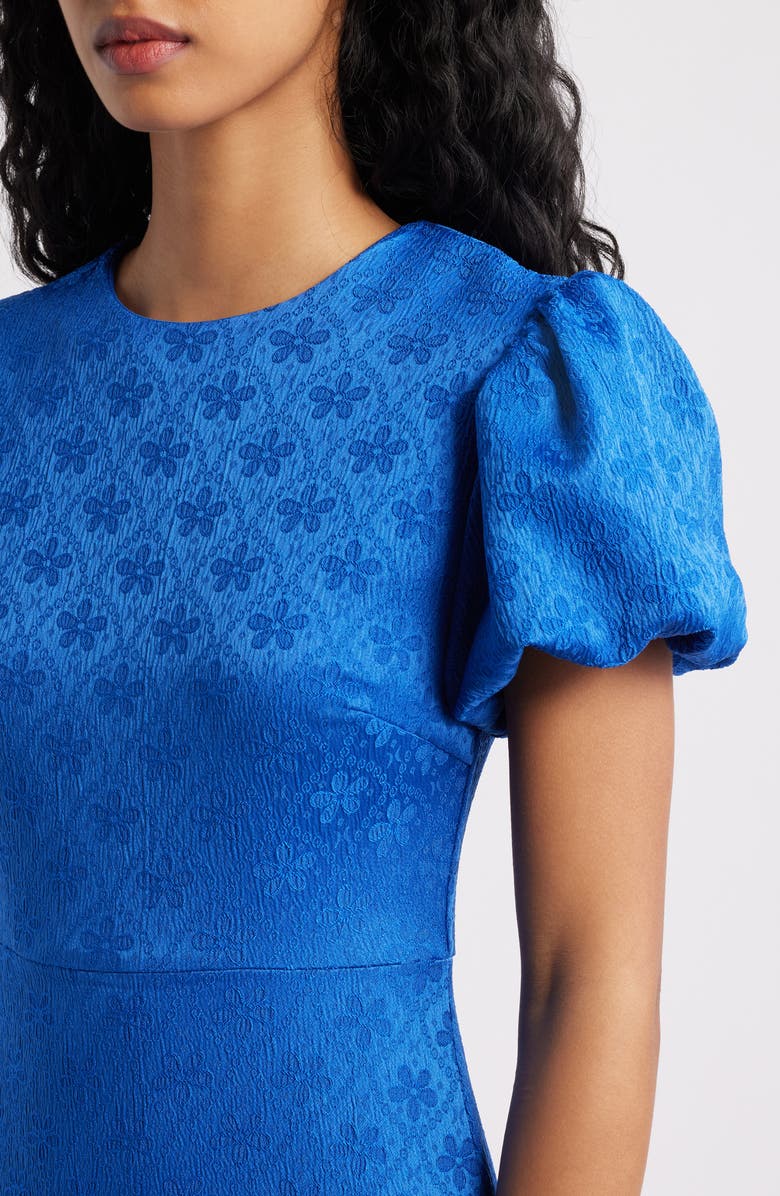 Sister Jane Oriel Geo Floral Satin Jacquard Dress, Alternate, color, Blue