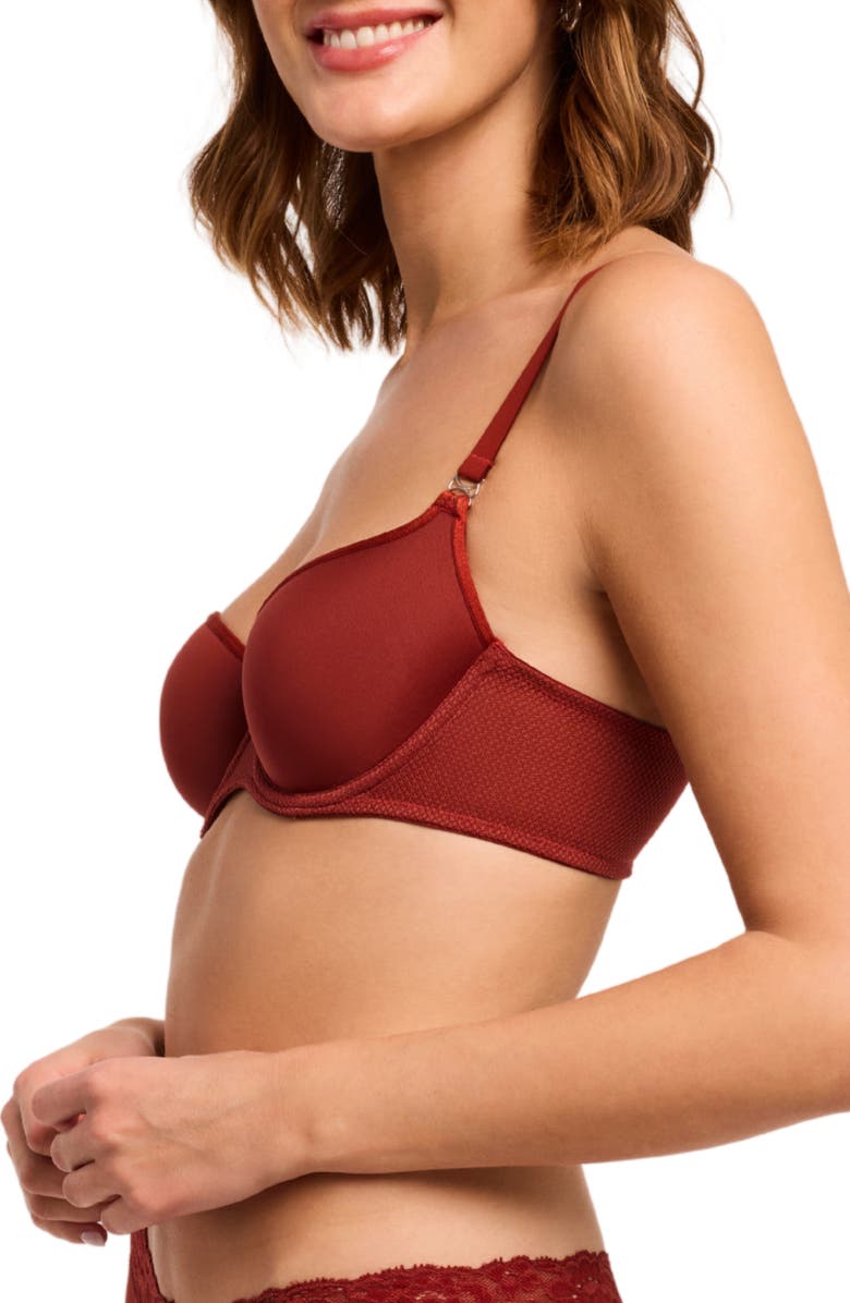 Montelle Intimates Underwire Spacer Balconette Bra, Alternate, color, Chili