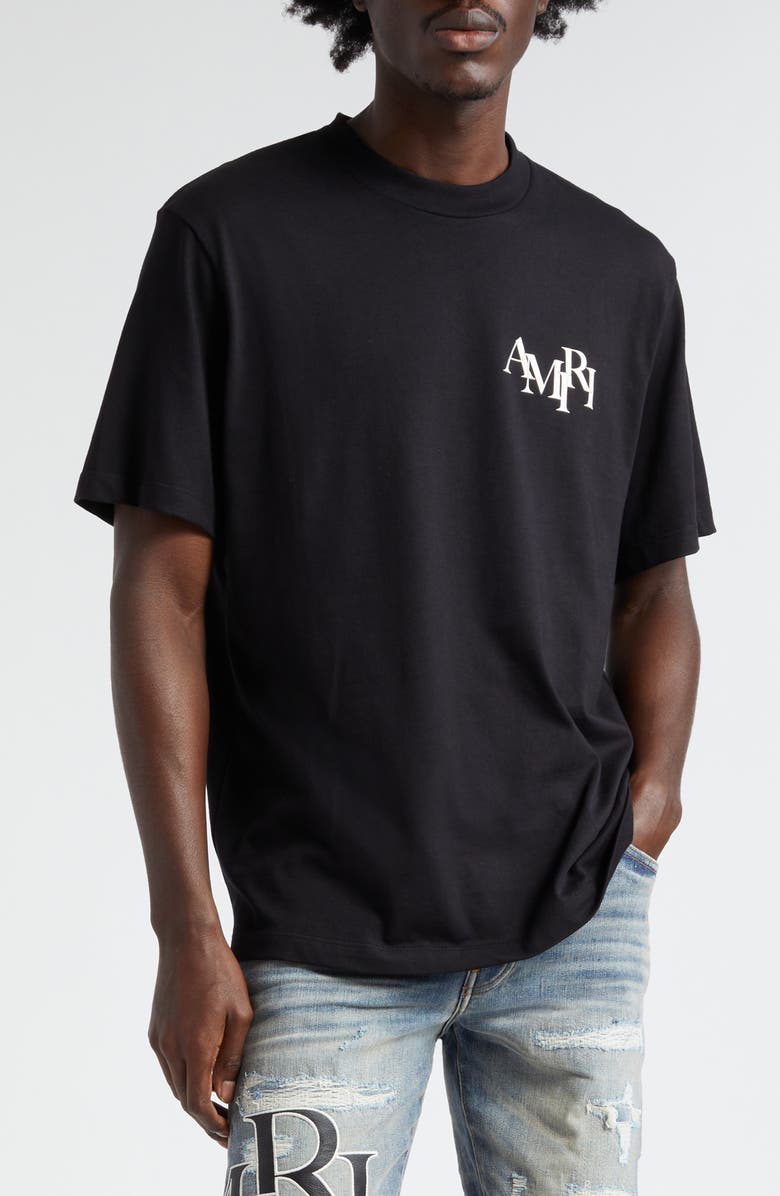 AMIRI Staggered Logo Cotton Graphic T-Shirt, Main, color, 