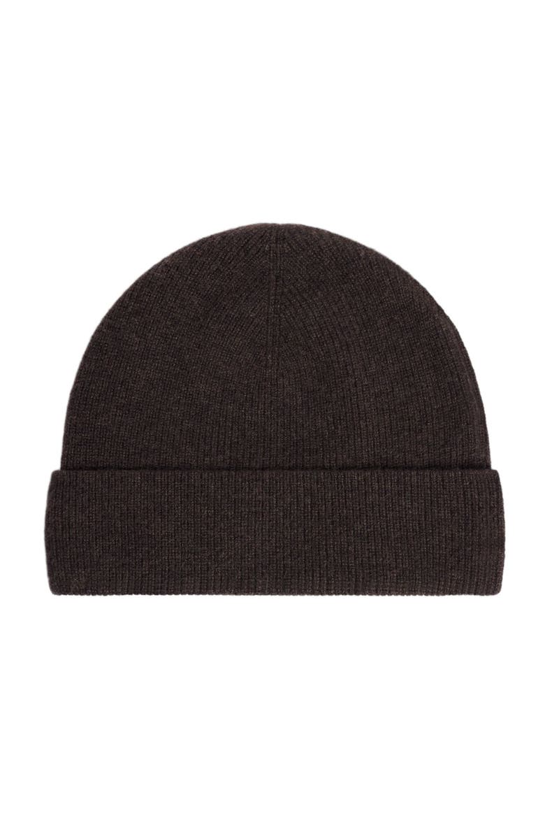 Knitted cashmere beanie, Main, color, Chocolate
