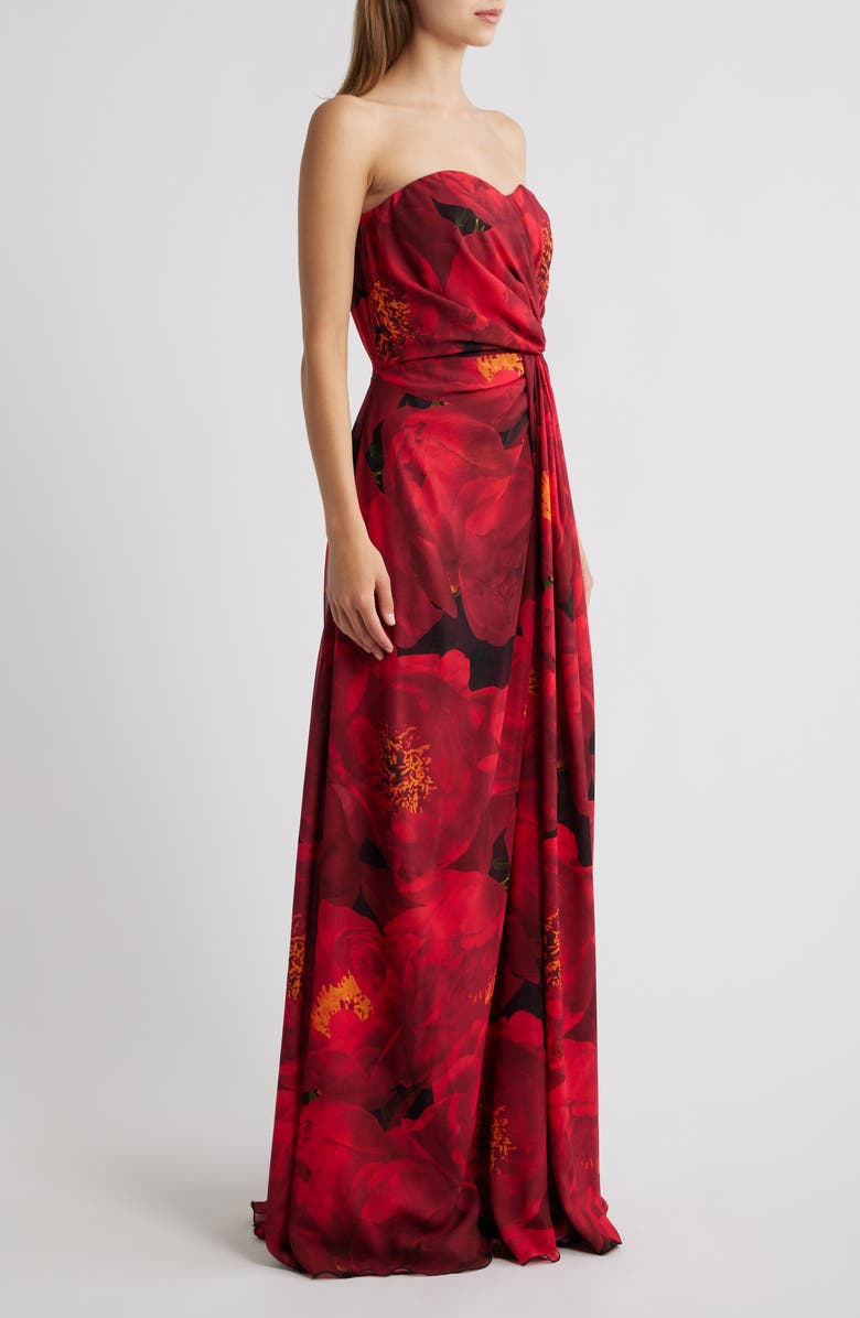 Floral Strapless Georgette Gown