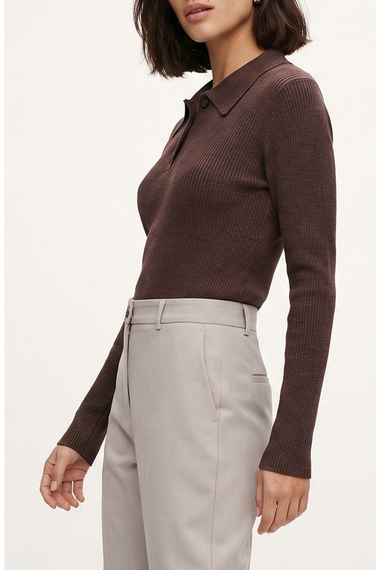 Polo Rib Sweater, Alternate, color, CHOCOLATE TORTE