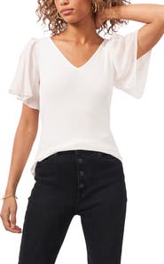 1.STATE Flutter Sleeve Rib Knit T-Shirt