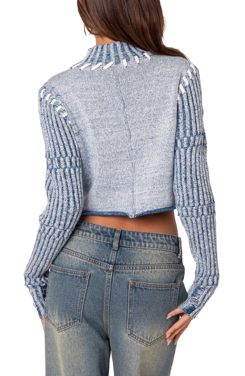 EDIKTED Pia Washed Crop Turtleneck Sweater, Alternate, color,