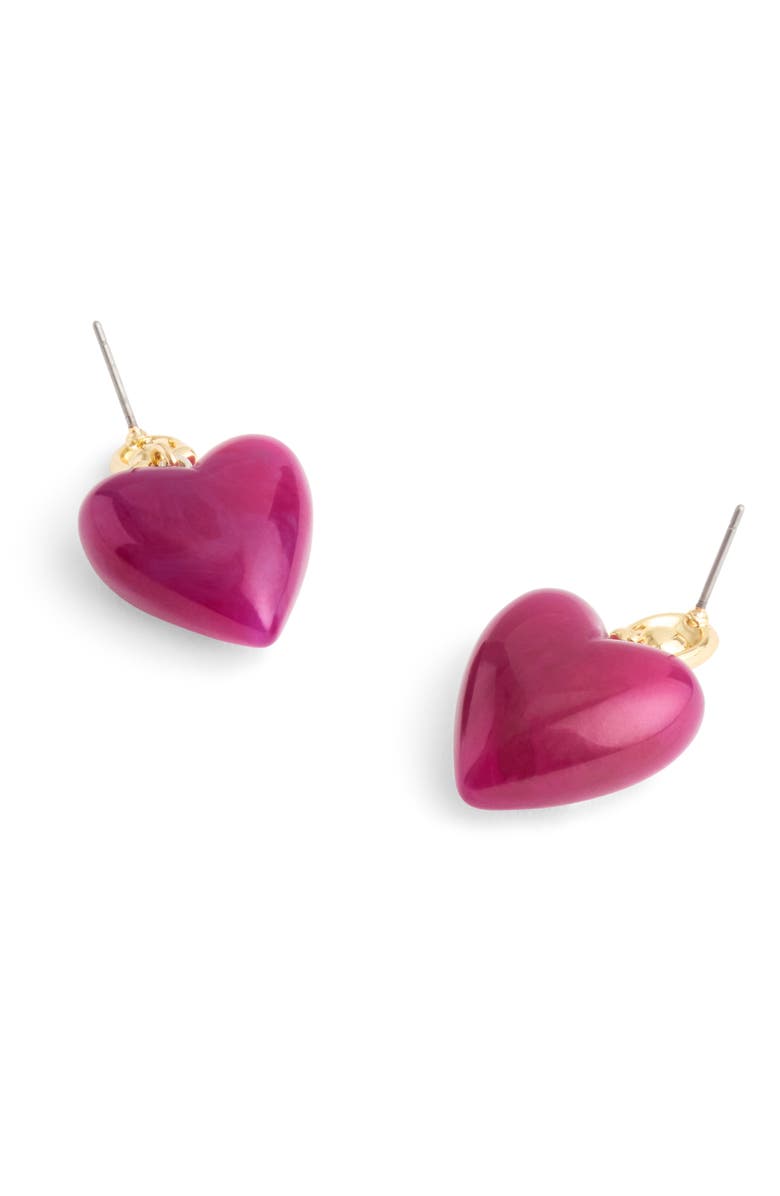 COACH Resin Heart Drop Earrings, Alternate, color, Pink/ Gold