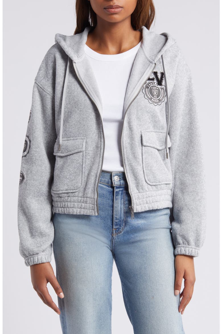 Women's WEAR by Erin Andrews Heather Gray Las Vegas Raiders Full-Zip Hoodie, Main, color, Heather Gray