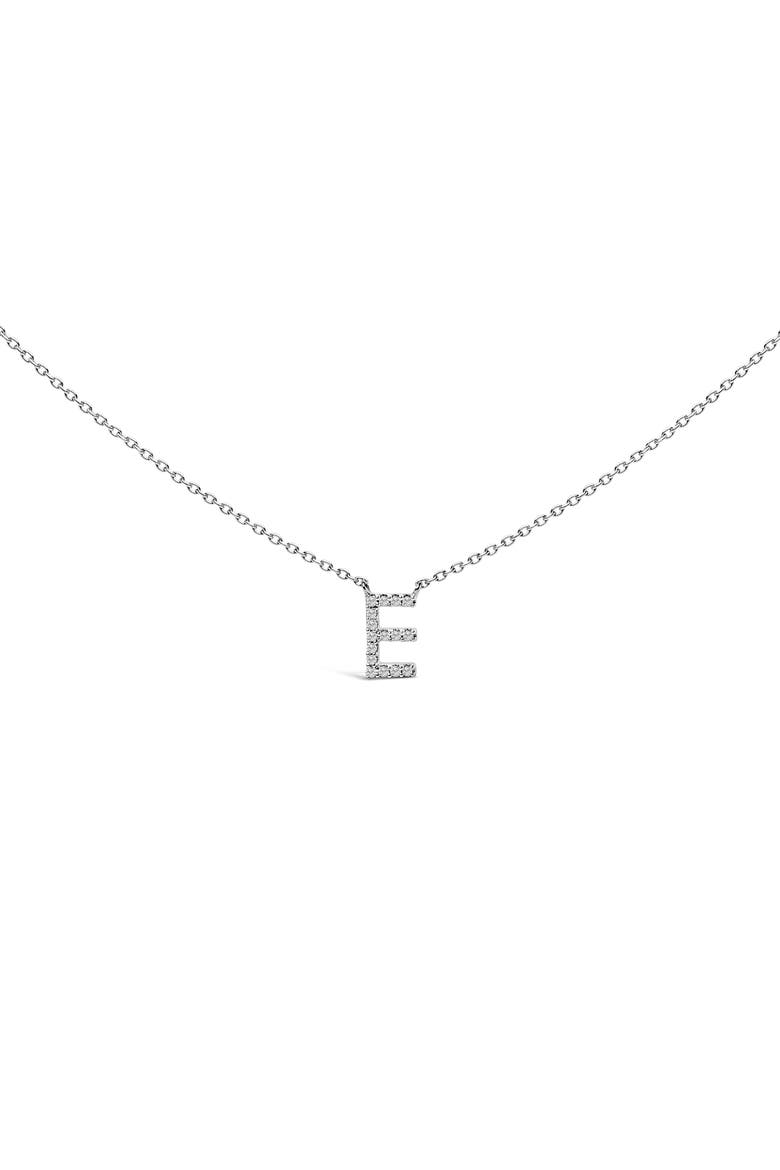 10K White Gold Diamond Accent "A-Z" Block Initial Pendant Necklace, Main, color, White Gold | E